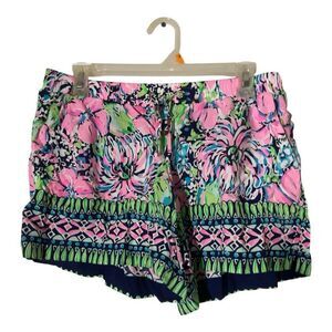 Lilly Pulitzer Katia High Tide Pink Abstract Floral Shorts Size Medium